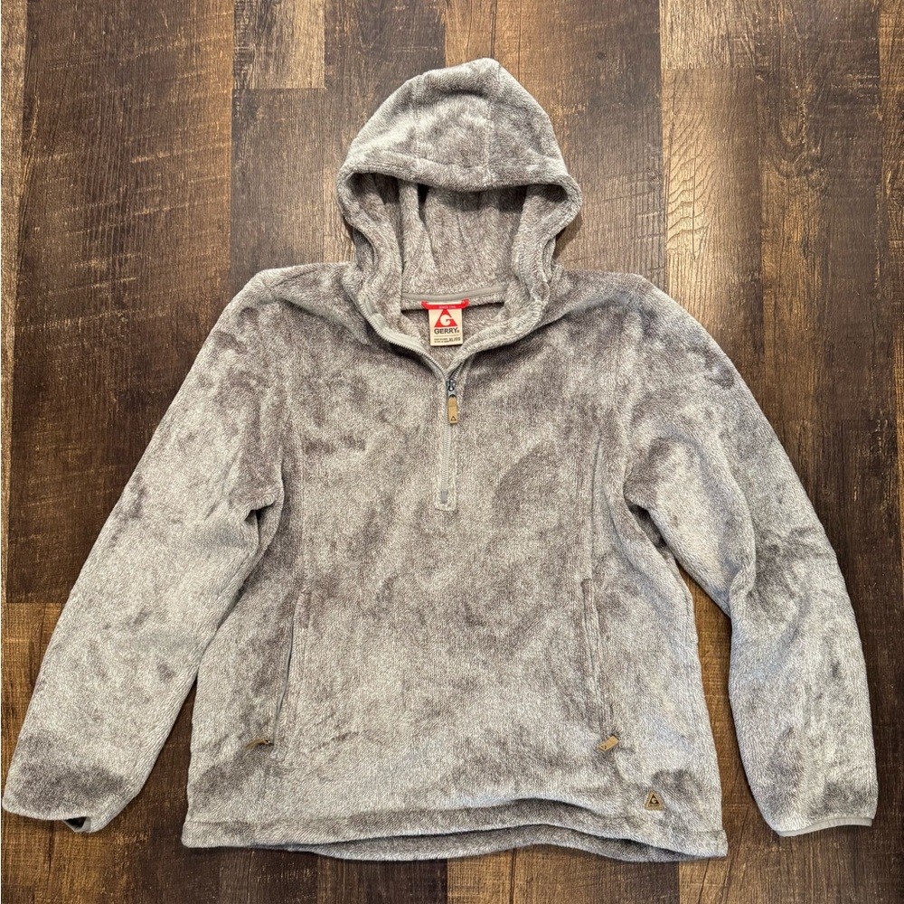 Gerry Weber women’s oatmeal plush quarter zip Hooded pullover